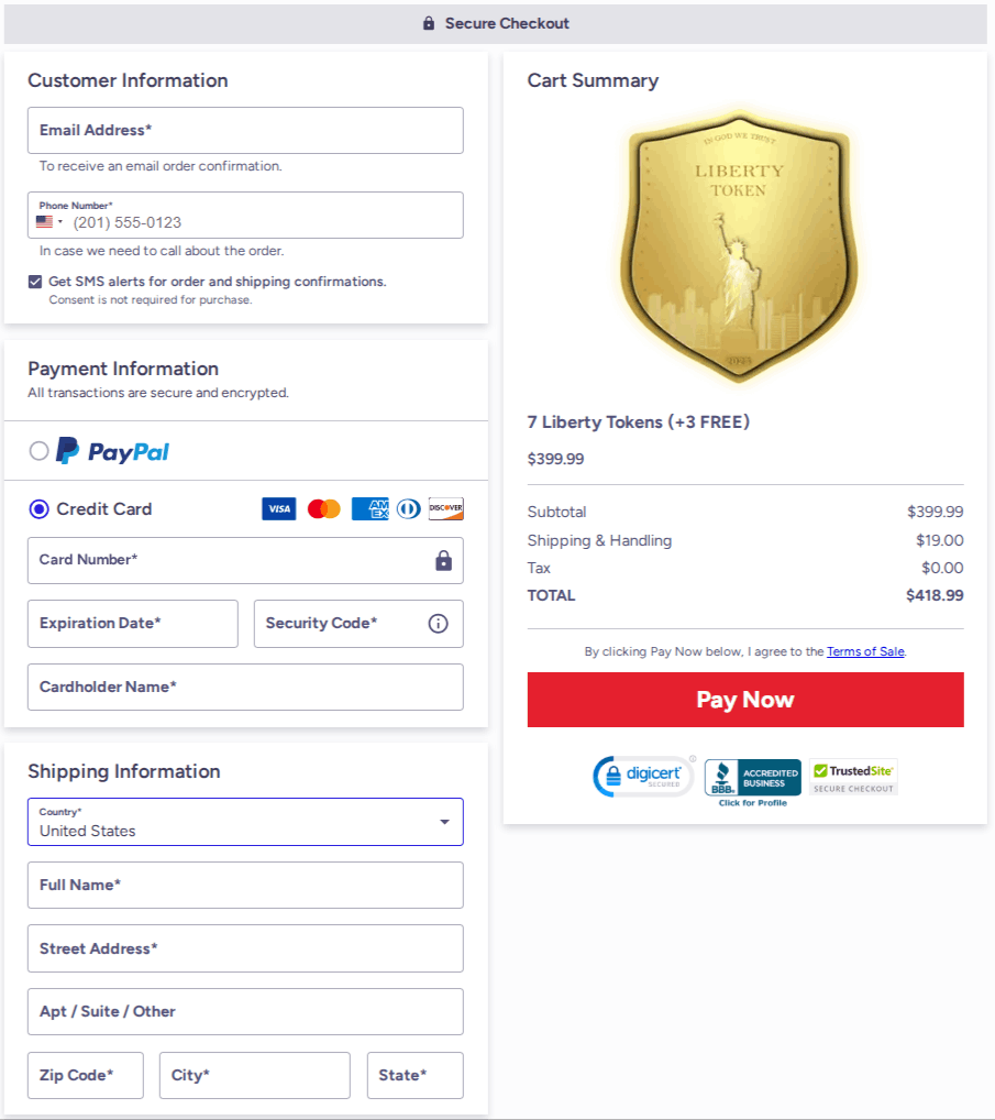 Liberty Token Checkout